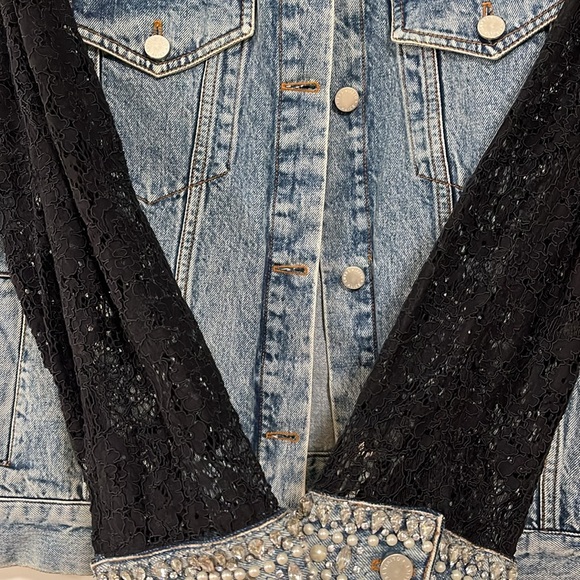 Alice& olivia Jean jacket with lace sleeve - Picture 4 of 9